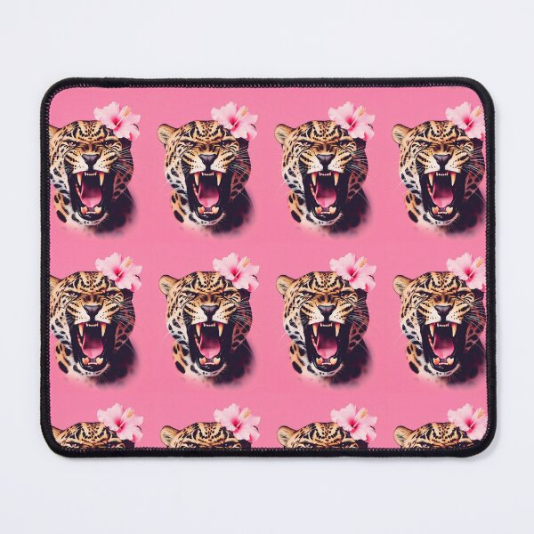 Item preview, Fierce & Fragile: Roaring Jaguar with Pink Hibiscus designed and sold by MakarenaCreate.