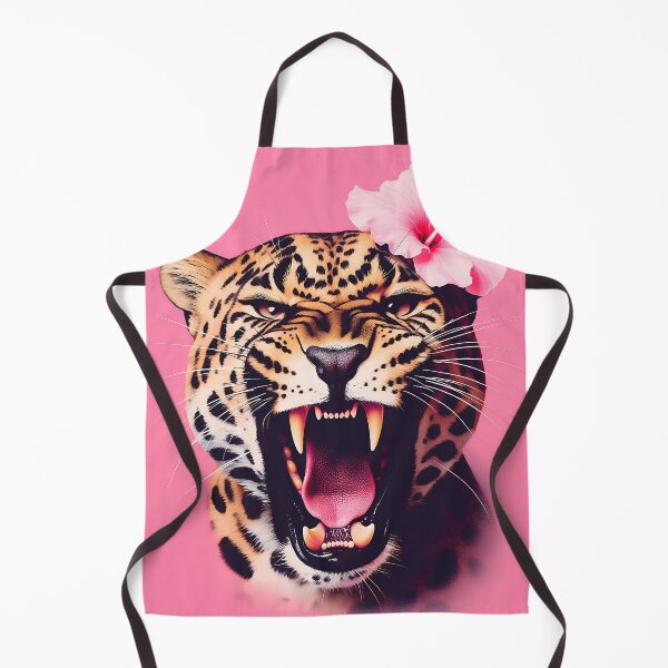 Item preview, Fierce & Fragile: Roaring Jaguar with Pink Hibiscus designed and sold by MakarenaCreate.