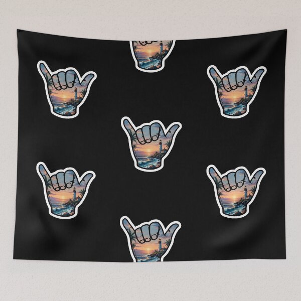 Item preview, Coastal Lighthouse Shaka Tropical Ocean Sunset Sticker designed and sold by FestivityFinds.