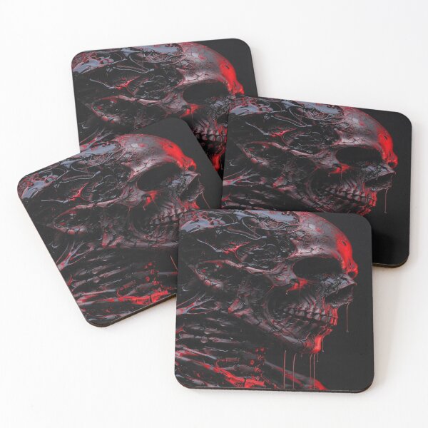 Item preview, Gothic Biomechanical Skull Red Dripping Dark Fantasy Art designed and sold by MakarenaCreate.