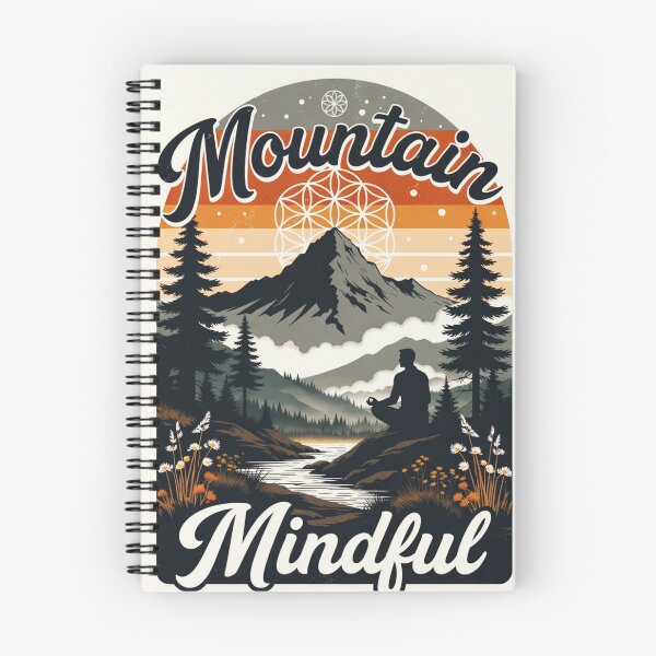 Aperçu de l'œuvre Mountain Mindful (gris rétro) créée et vendue par WeaveSphere.