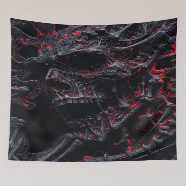 Item preview, Gothic Biomechanical Skull Red Ember Dark Fantasy Art designed and sold by MakarenaCreate.
