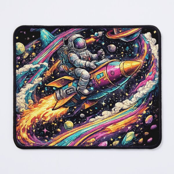 Item preview, Rocket Rider Through Neon Cosmos designed and sold by RuthPlanteo.