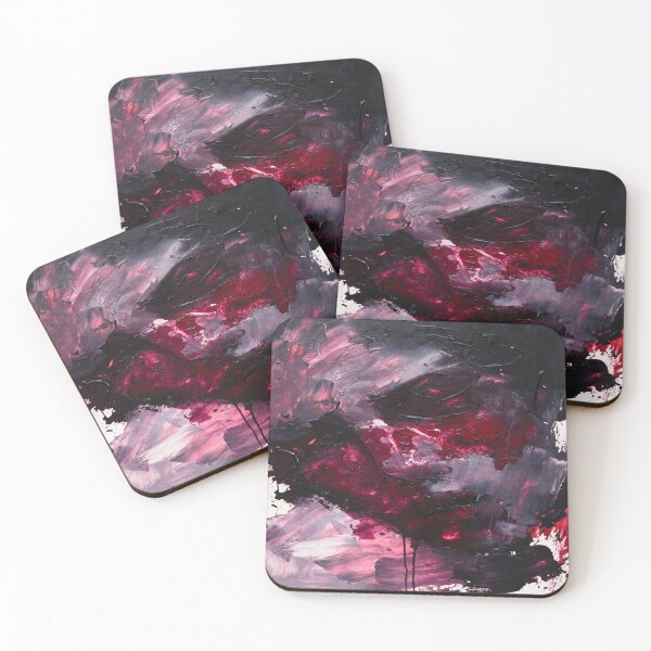 Item preview, Visceral Shadows Dark Crimson Impasto Abstract Portrait designed and sold by MakarenaCreate.
