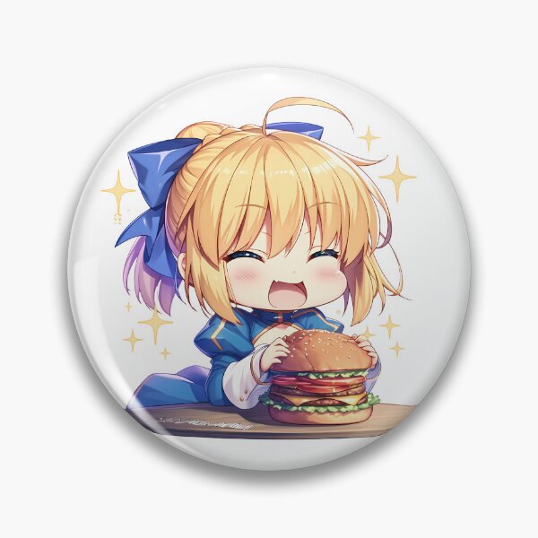 Item preview, Saber Fate Stay Night Anime Girl Kawaii Chibi Burger Golden Sparkle designed and sold by earlobejerk.