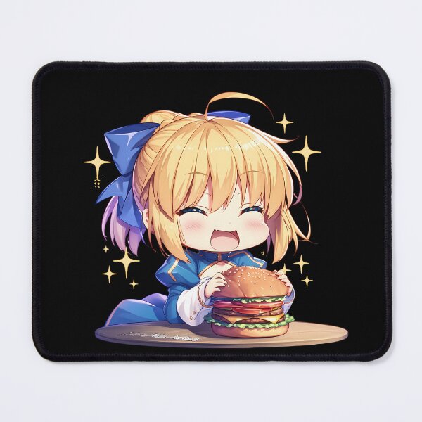Item preview, Saber Fate Stay Night Anime Girl Kawaii Chibi Burger Golden Sparkle designed and sold by earlobejerk.