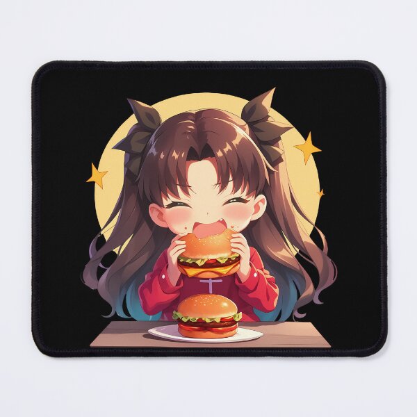 Item preview, Rin Tohsaka Fate Stay Night Anime Girl Kawaii Chibi Burger Twin Tail Magic designed and sold by earlobejerk.