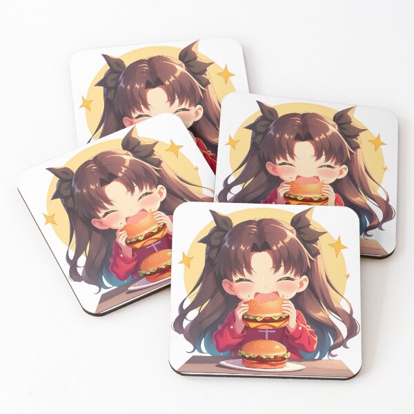 Item preview, Rin Tohsaka Fate Stay Night Anime Girl Kawaii Chibi Burger Twin Tail Magic designed and sold by earlobejerk.
