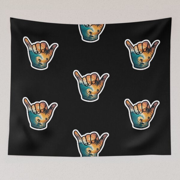 Item preview, Surfing Shaka Tropical Wave Sunset Beach Surfer Sticker designed and sold by FestivityFinds.