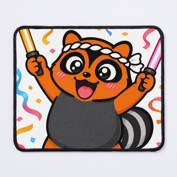 Item preview, Kawaii Tanuki Concert Hype — Cute Japanese Raccoon Dog Glowstick Sticker designed and sold by naruse-design.
