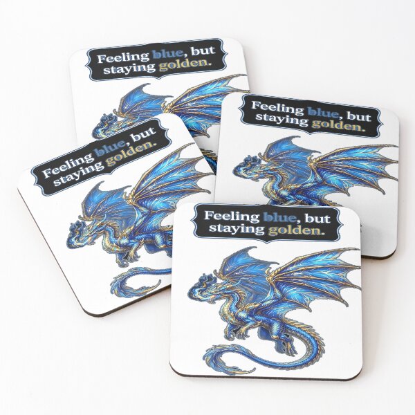 Item preview, Feeling Blue, Remaining Golden – Blue & Gold Dragon designed and sold by bluesirian22.