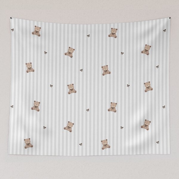 Item preview, Soft Gray Stripes With Bear designed and sold by caladayart.