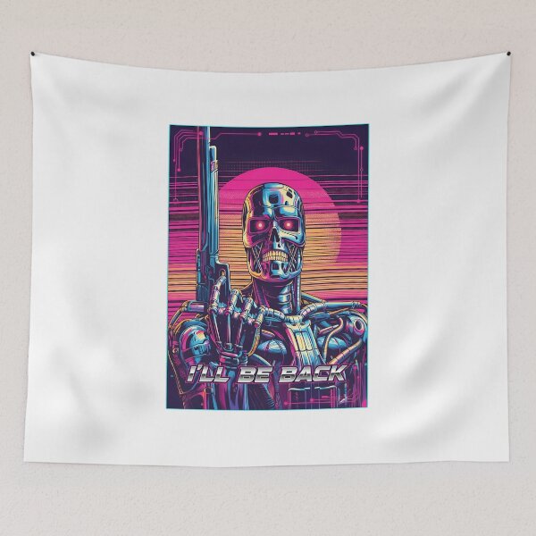 Item preview, Neon Retrowave Skeleton Gunner Design designed and sold by TokyoAyashi.