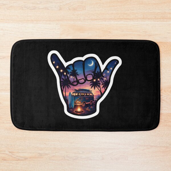 Item preview, Surf Van Shaka Tropical Beach Campfire Night Sticker designed and sold by FestivityFinds.