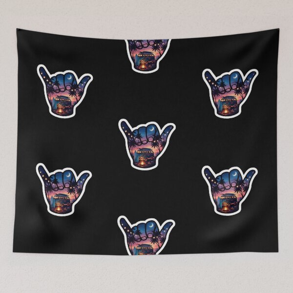 Item preview, Surf Van Shaka Tropical Beach Campfire Night Sticker designed and sold by FestivityFinds.