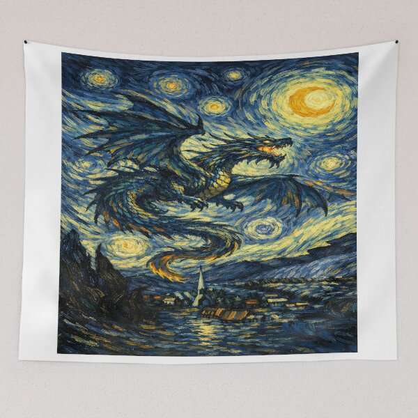 Item preview, Starry Night Dragon – Cosmic Fantasy Sky designed and sold by bluesirian22.