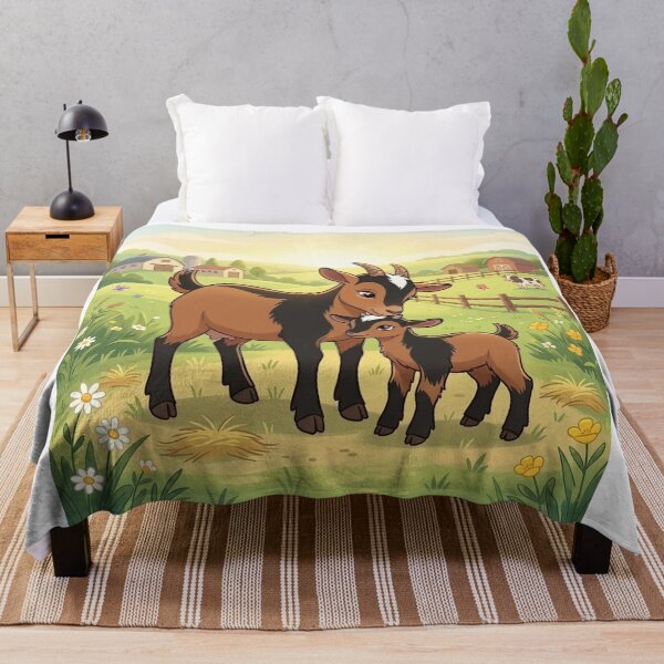 Item preview, "Mother and Baby Goat Meadow Adventure" – Whimsical Farm Animal designed and sold by AirCrayons27.