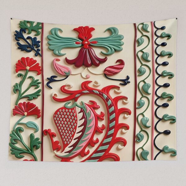 Item preview, Suzani Antique Floral Uzbekistan Embroidery designed and sold by Vicky Brago-Mitchell®.