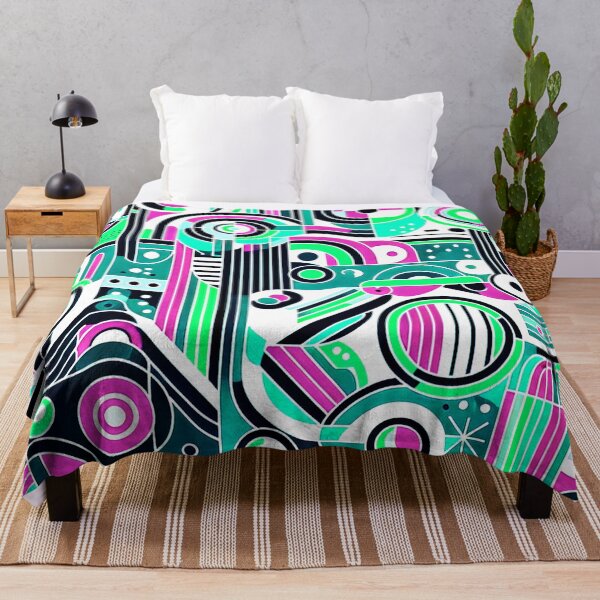 Artikelvorschau, Mid-Century Modern Bauhaus-inspirierte geometrische Muster in Pink und Limette entworfen und verkauft von DEC02.