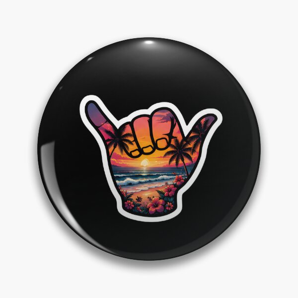 Item preview, Tropical Sunset Shaka Hawaiian Beach Hibiscus Paradise Sticker designed and sold by FestivityFinds.