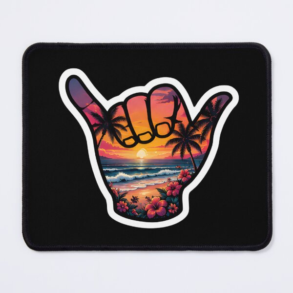 Item preview, Tropical Sunset Shaka Hawaiian Beach Hibiscus Paradise Sticker designed and sold by FestivityFinds.