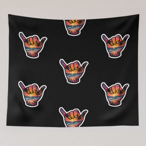 Item preview, Tropical Sunset Shaka Hawaiian Beach Hibiscus Paradise Sticker designed and sold by FestivityFinds.