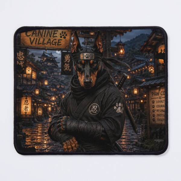 Item preview, Shadow of the Canine Village – Ninja Doberman Warrior designed and sold by WhatASunShine.