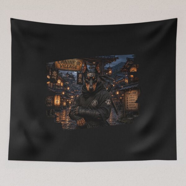 Item preview, Shadow of the Canine Village – Ninja Doberman Warrior designed and sold by WhatASunShine.
