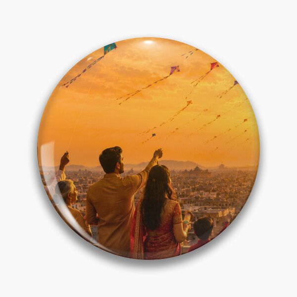 Item preview, Makar Sankranti Celebration | Family Flying Kites at Golden Sunset | Indian Festival Wall Art designed and sold by Homyar.