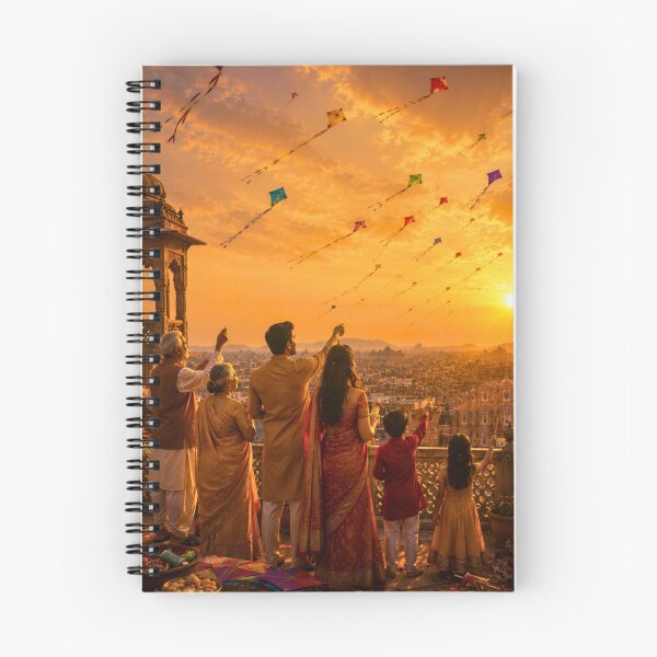Item preview, Makar Sankranti Celebration | Family Flying Kites at Golden Sunset | Indian Festival Wall Art designed and sold by Homyar.