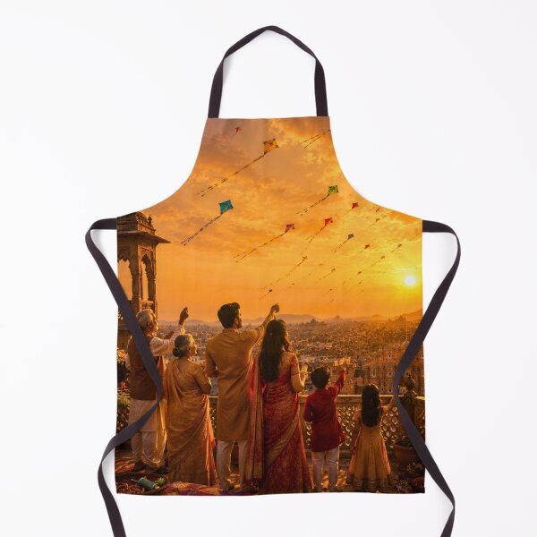Item preview, Makar Sankranti Celebration | Family Flying Kites at Golden Sunset | Indian Festival Wall Art designed and sold by Homyar.
