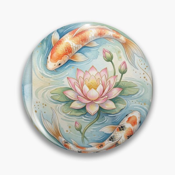 Item preview, Serene Zen Art: Japanese Koi Fish & Pink Lotus designed and sold by Hikariha Studio.