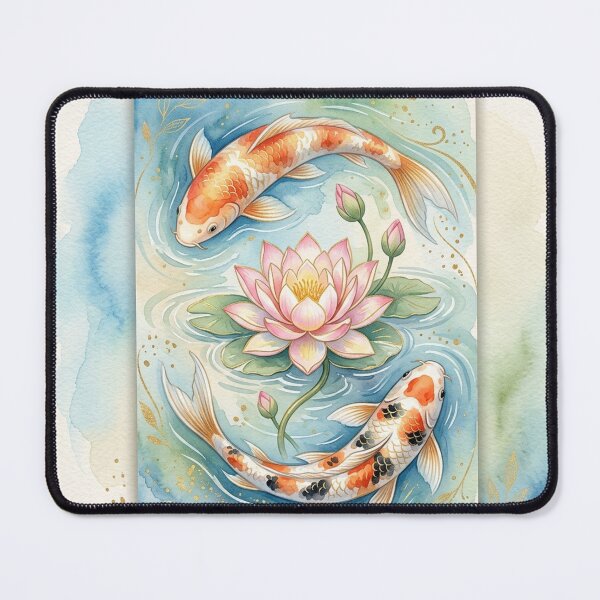 Item preview, Serene Zen Art: Japanese Koi Fish & Pink Lotus designed and sold by Hikariha Studio.