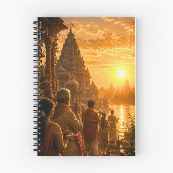 Item preview, Makar Sankranti Temple Sunrise | Sacred Golden Dawn of Uttarayan | Spiritual Indian Art designed and sold by Homyar.