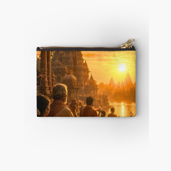Item preview, Makar Sankranti Temple Sunrise | Sacred Golden Dawn of Uttarayan | Spiritual Indian Art designed and sold by Homyar.