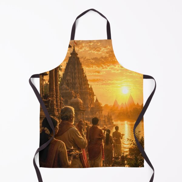 Item preview, Makar Sankranti Temple Sunrise | Sacred Golden Dawn of Uttarayan | Spiritual Indian Art designed and sold by Homyar.
