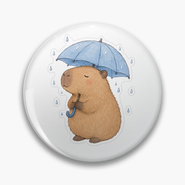 Item preview, Kawaii Capybara in Rain with Umbrella Cute Sticker designed and sold by flyowers.