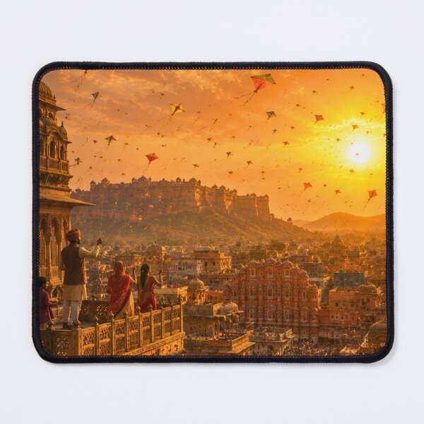 Item preview, Makar Sankranti in Jaipur | Colorful Kite Festival Over the Pink City | Rajasthan Wall Art designed and sold by Homyar.