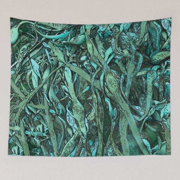 Item preview, Seaweed Abstract Blue and Green designed and sold by Brightside-art.