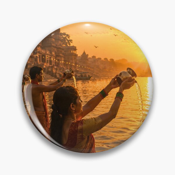 Item preview, Makar Sankranti Surya Arghya | Sacred River Offering at Sunrise | Hindu Spiritual Art designed and sold by Homyar.