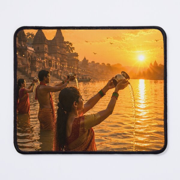 Item preview, Makar Sankranti Surya Arghya | Sacred River Offering at Sunrise | Hindu Spiritual Art designed and sold by Homyar.