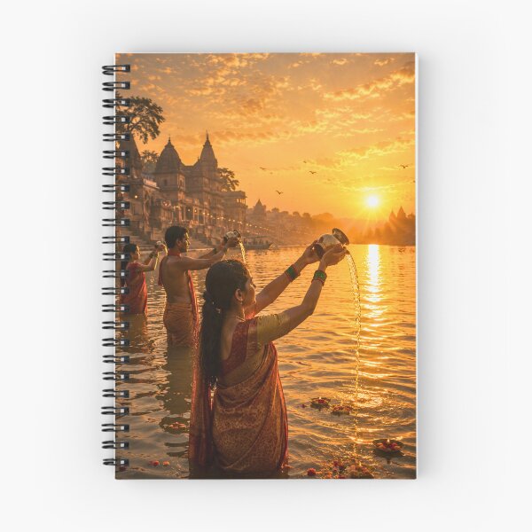 Item preview, Makar Sankranti Surya Arghya | Sacred River Offering at Sunrise | Hindu Spiritual Art designed and sold by Homyar.