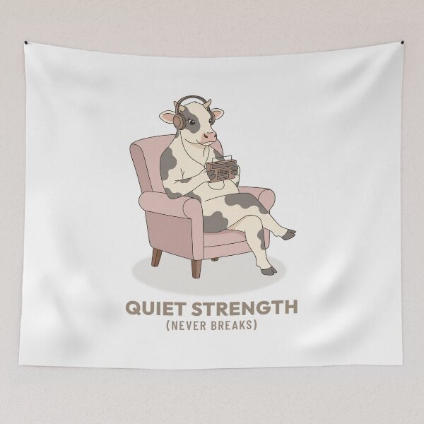 Item preview, Cozy Cow Listening to Music Vintage Aesthetic designed and sold by Cozy Vintage Animal.