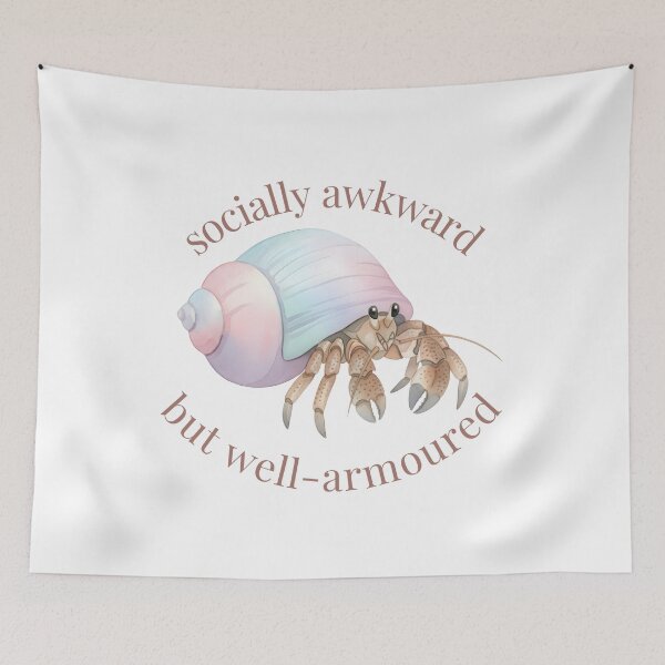 Item preview, Socially Awkward Hermit Crab Introvert Humour  designed and sold by Starlett Designs.