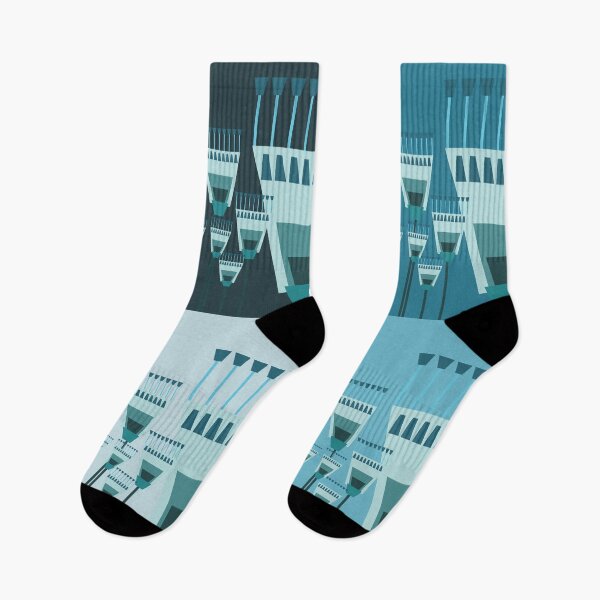 Item preview, Modern Geometric Floral Pattern in Cool Blue Tones designed and sold by PowerAntShop.