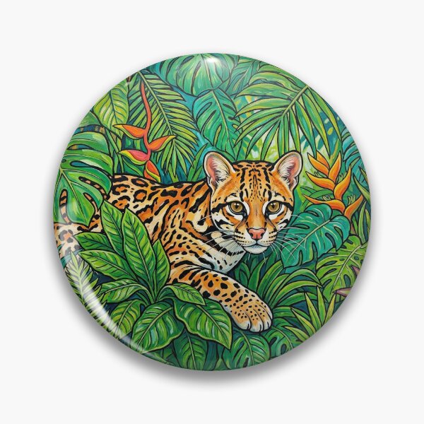 Artikelvorschau, Exotischer Ozelot im tropischen Dschungel entworfen und verkauft von Lion and Lamb Design.