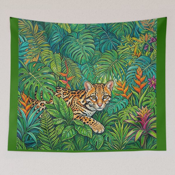 Item preview, Exotic Ocelot In Tropical Jungle designed and sold by Lion and Lamb Design.