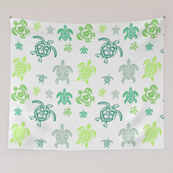 Item preview, Hawaiian Sea Turtle Bundle – Tribal Polynesian Hibiscus Honu Art, Green Boho Ocean Nature Gift designed and sold by DonnaRaine.