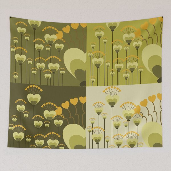 Item preview, Organic Geometric Floral Pattern in Natural Olive Green Tones designed and sold by PowerAntShop.