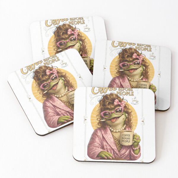 Item preview, Coffee Before People Frog Vintage Lady  designed and sold by msolgray.